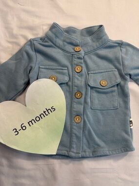 Rabbit + Bear - Organic cotton Blue Button-Up Baby Jacket/Sweater